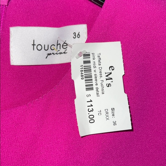 Touche Prive Vibrant Fuchsia Long Sleeve Dress, Size: 36 - Picture 7 of 8